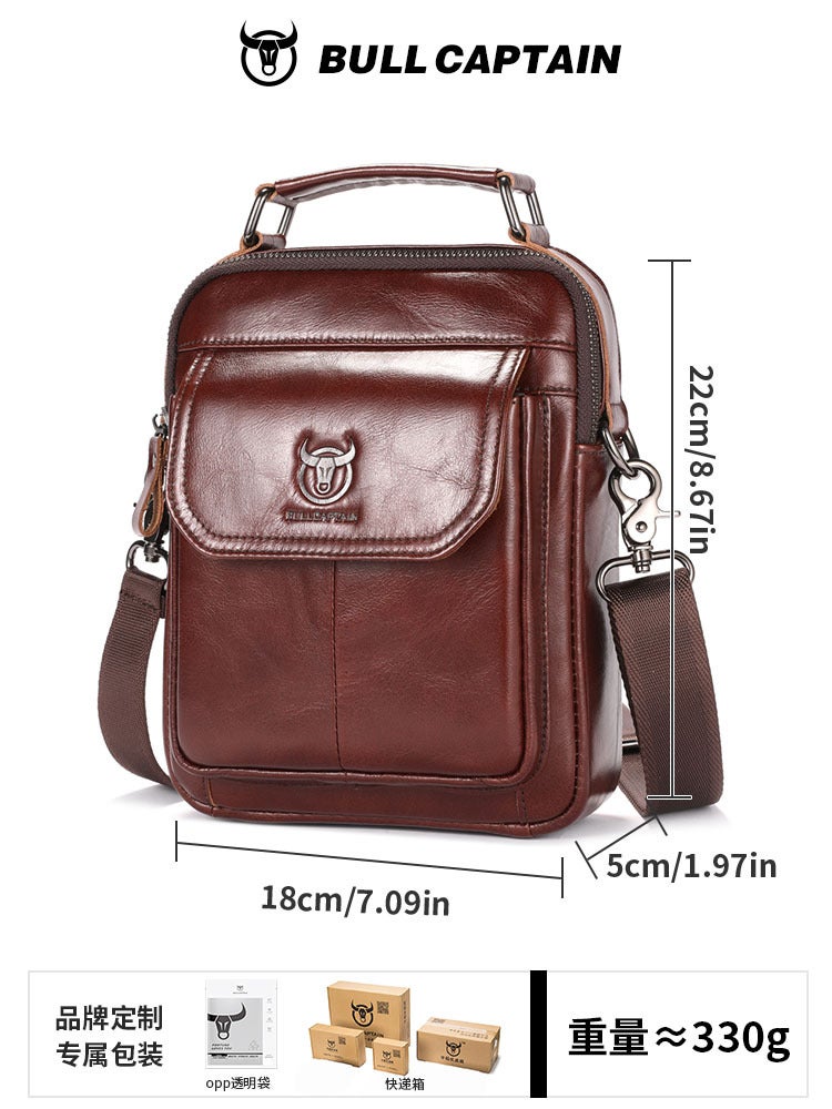 Captain Niu Bullcaptain First Layer Cowhide New Style Single Shoulder Slung Retro Bag Men'S Multi-Functional Ridge Protection Anti-Scratch - Image 3