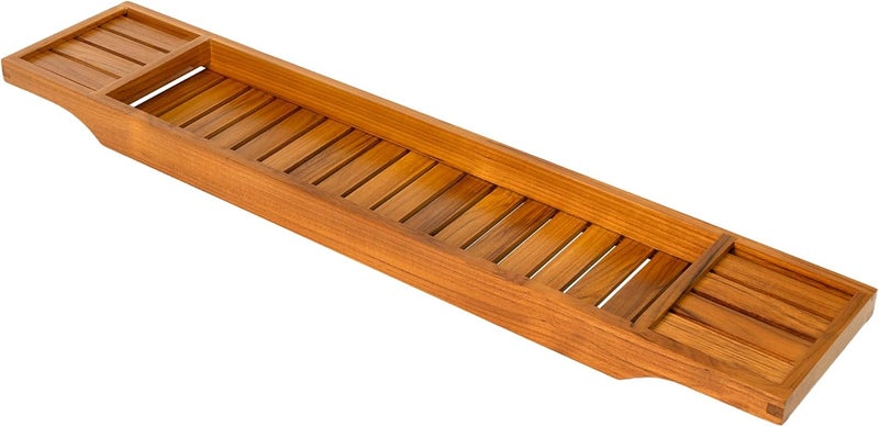 VaeFae Teak Bathtub Tray, Wooden Bath Caddy for Bathtub, Bath Tub Wood Table for Tub - Image 4