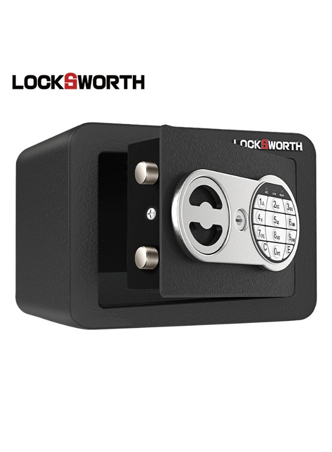 Locksworth Black Safe Box with Digital Keypad & Backup Keys - 4.6L All-Steel Security Box for Cash, Jewelry & Documents, Anti-Rust, Compact 23x17x17cm for Home & Office - Image 1