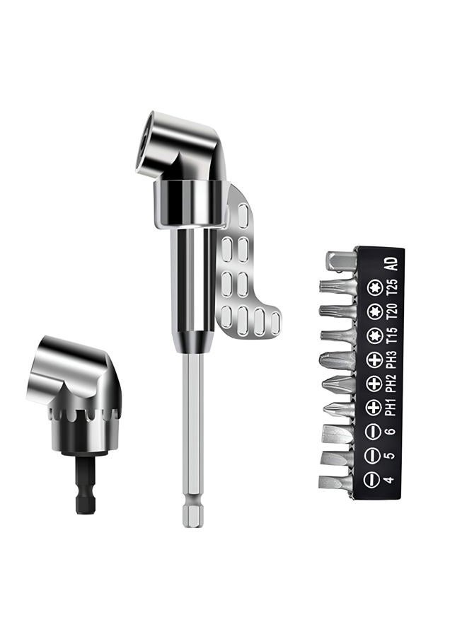 TIDENBR 105 Degree Right Angle Drill Adapter, Multifunction 105 Degree Drill Attachment & Right Angle Screwdriver, Solid Construction Corner Tool (Long+Short) - Image 1