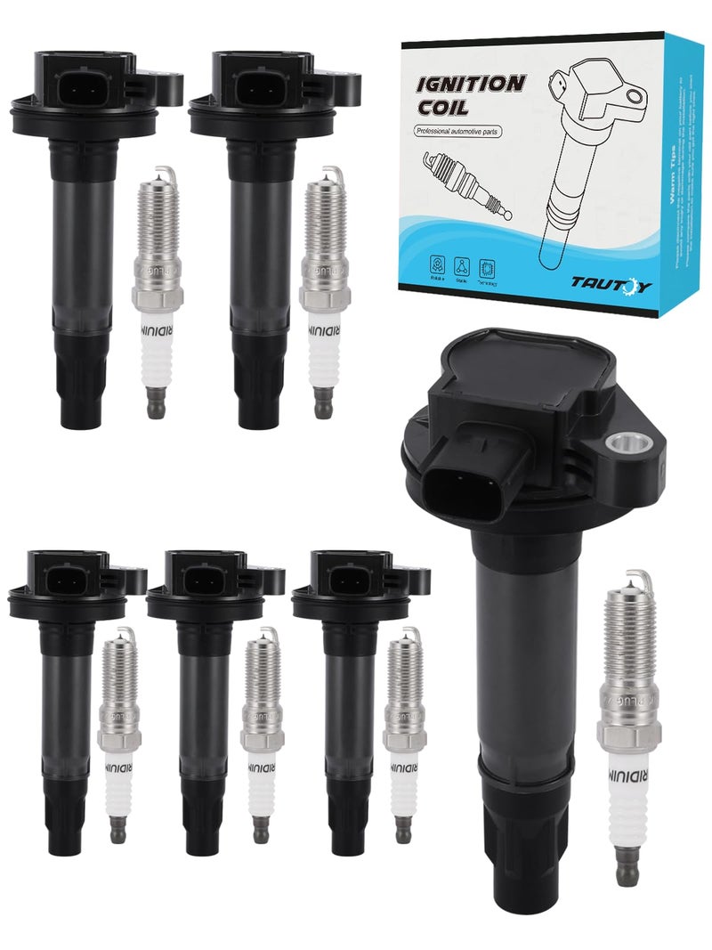 TAUTOY Set of 6 UF553 DG520 Ignition Coil Pack Iridium Spark Plugs (3.5L 3.7L) For Ford Edge Flex Taurus Explorer F150,For Lincoln MKS MKT MKZ MKX,For Mercury Sable - Image 1