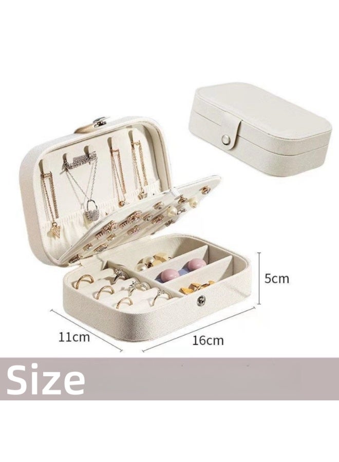 NOVOLAN Portable Jewelry Box Double-Layer Large Capacity, Intelligent Partition, Leather & Velvet, Secure Button Closure, For Necklaces, Earrings, Rings, Bracelets Ideal Gift 16.5x11.5x5.5cm (white) - Image 2