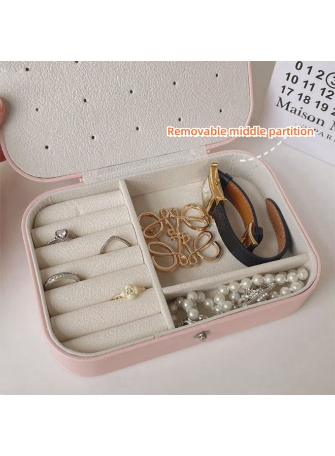 NOVOLAN Portable Jewelry Box Double-Layer Large Capacity, Intelligent Partition, Leather & Velvet, Secure Button Closure, For Necklaces, Earrings, Rings, Bracelets Ideal Gift 16.5x11.5x5.5cm (white) - Image 5