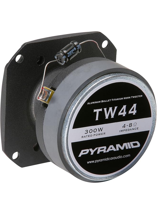 Pyramid 1 Audio Car Tweeter Speaker - Aluminum Die-Cast Frame, 300 Watt Peak, 2K-20Khz Frequency Response, 4 To 8 Ohm, Heavy Duty 30 Oz. Magnet Structure - 1 Tweeter - Tw44, Black, One Size  - Image 2
