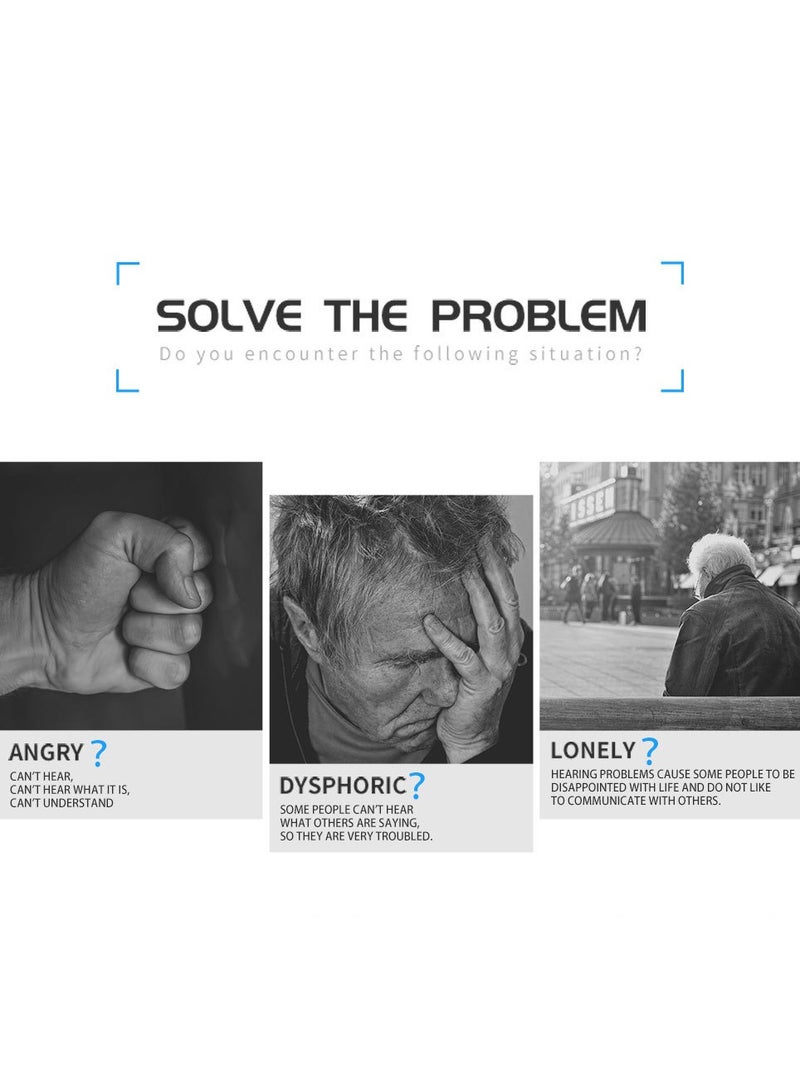 جهاز سمعي – مكبر صوت قابل لإعادة الشحن عبر USB، عمر بطارية 35 ساعة، حجم صوت قابل للتعديل، تقليل الضوضاء، 4 أطراف أذن سيليكون، تصميم مدمج لكبار السن والبالغين (أزرق) - Image 3