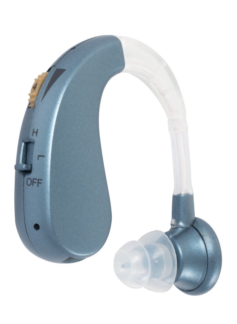 جهاز سمعي – مكبر صوت قابل لإعادة الشحن عبر USB، عمر بطارية 35 ساعة، حجم صوت قابل للتعديل، تقليل الضوضاء، 4 أطراف أذن سيليكون، تصميم مدمج لكبار السن والبالغين (أزرق) - Image 1