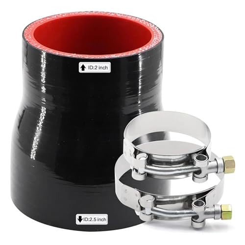 TuoLauthon ID 2 to 212 inch5163mm Silicone Reducer Coupler Hose for TurboIntakeIntercoolerExhaust Pipe 4 Layers of Polyester Reinforcement Thickness 5mm Tube Length 3inch with 2 TBolt Clamps - Image 1