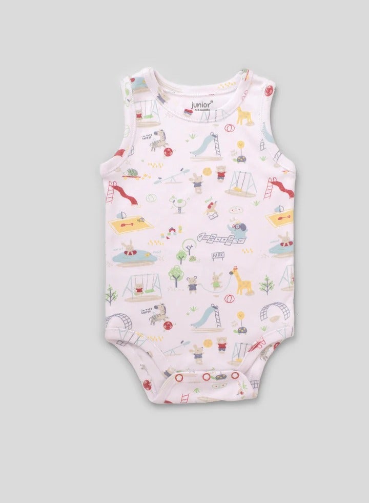 Junior Sleeveless Bodysuits 3-Pack, Pirate & Playground Prints, Striped & Solid Colors, 100% Cotton - Baby Boy - Image 5