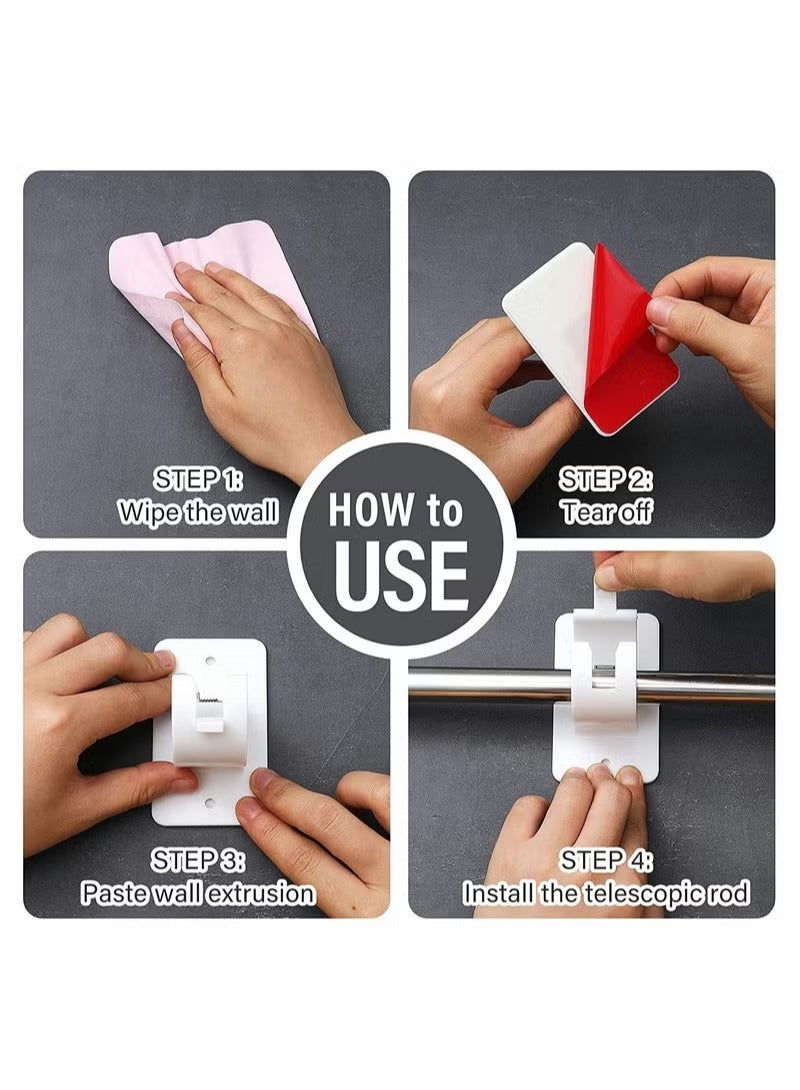 Curtain Rod Bracket Holder, Curtain Rods No Drilling Adhesive Curtain Rod Holder Curtain Rod Bracket Curtain Hangers No Drilling Hooks Mounting Screws, Anchors and Sticky Strips  - Image 3