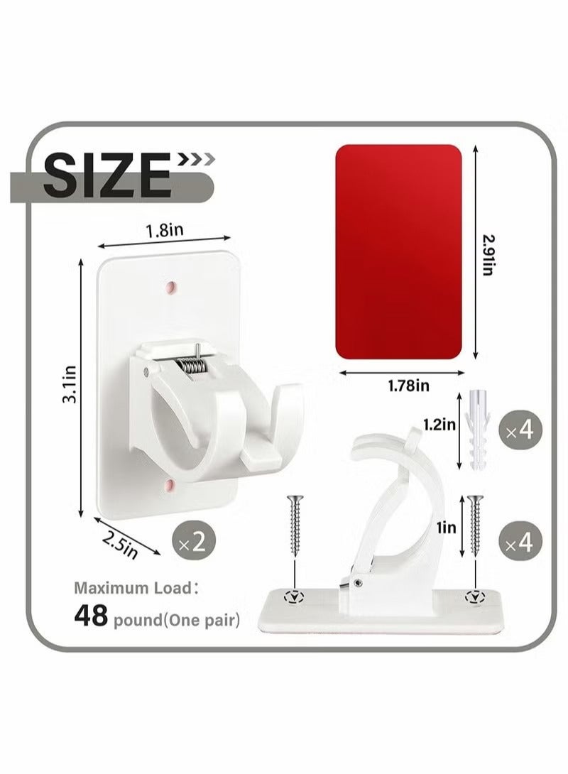 Curtain Rod Bracket Holder, Curtain Rods No Drilling Adhesive Curtain Rod Holder Curtain Rod Bracket Curtain Hangers No Drilling Hooks Mounting Screws, Anchors and Sticky Strips  - Image 2