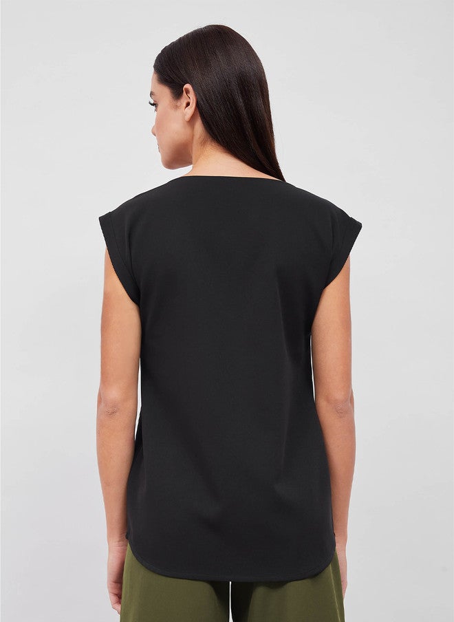 SALT ATTIRE Black Extended Sleeves Regular Top - Image 4