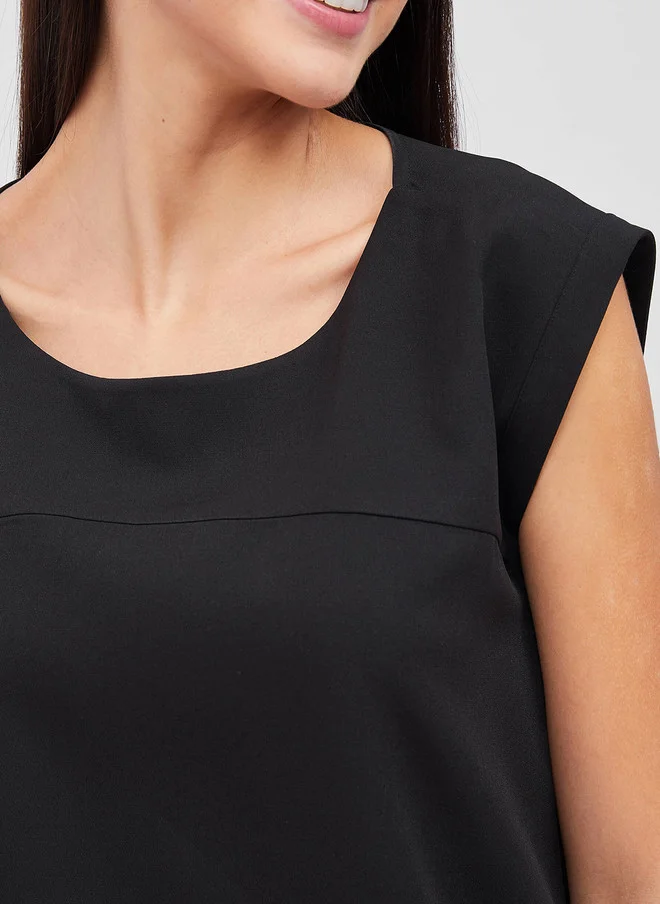 سولت اتاير SALT ATTIRE Black Extended Sleeves Regular Top