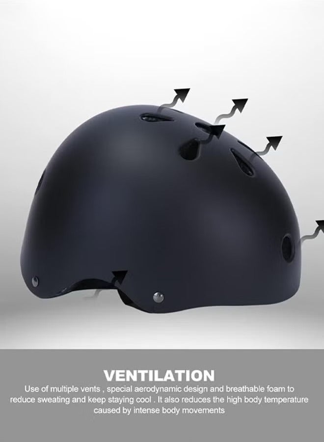 Generic Children's roller skating protective gear full set (black helmet + protective gear set matte)  - Image 3