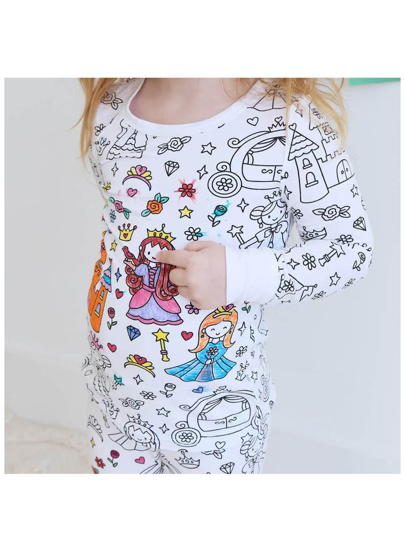 طقم بيجامات جرافيتي إبداعي للأطفال يمكنك صنعه بنفسك، قم بتلوين بيجامات النوم الخاصة بك للأولاد والبنات بنمط الآيس كريم - Image 5