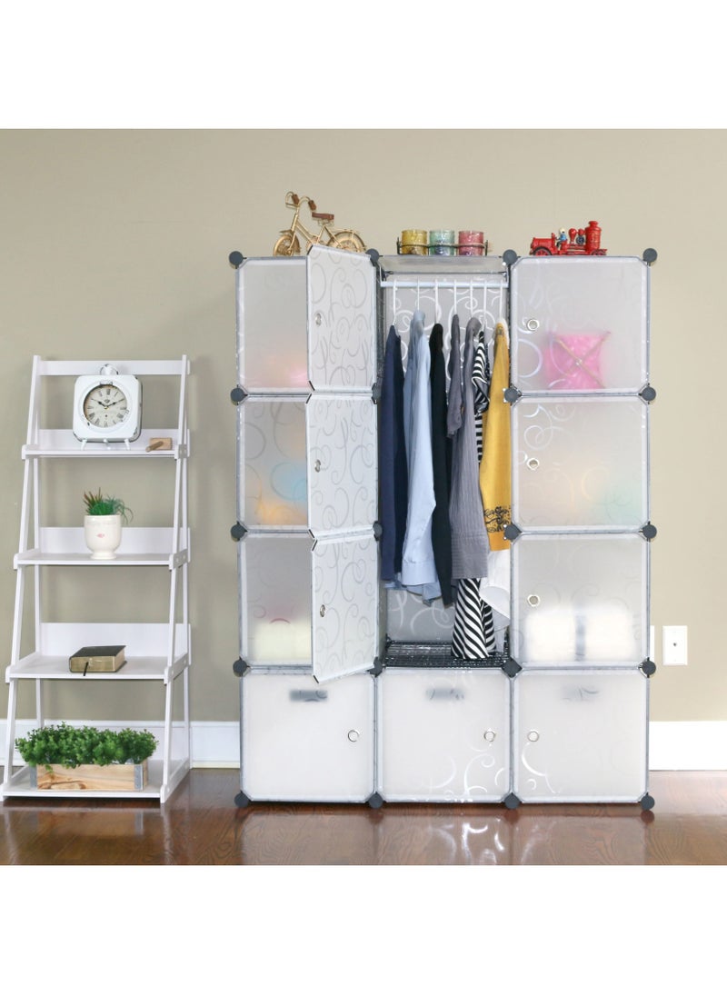 DubaiGallery - 12 Cube Plastic Shoe Storage Organizer Units, Stackable Shoe Organizing Rack, Closed Shoe Organizer Boxes Bins with Doors, Space Saving Shoe Storage Cabinet for Heels, Boots, Slippers - Image 1