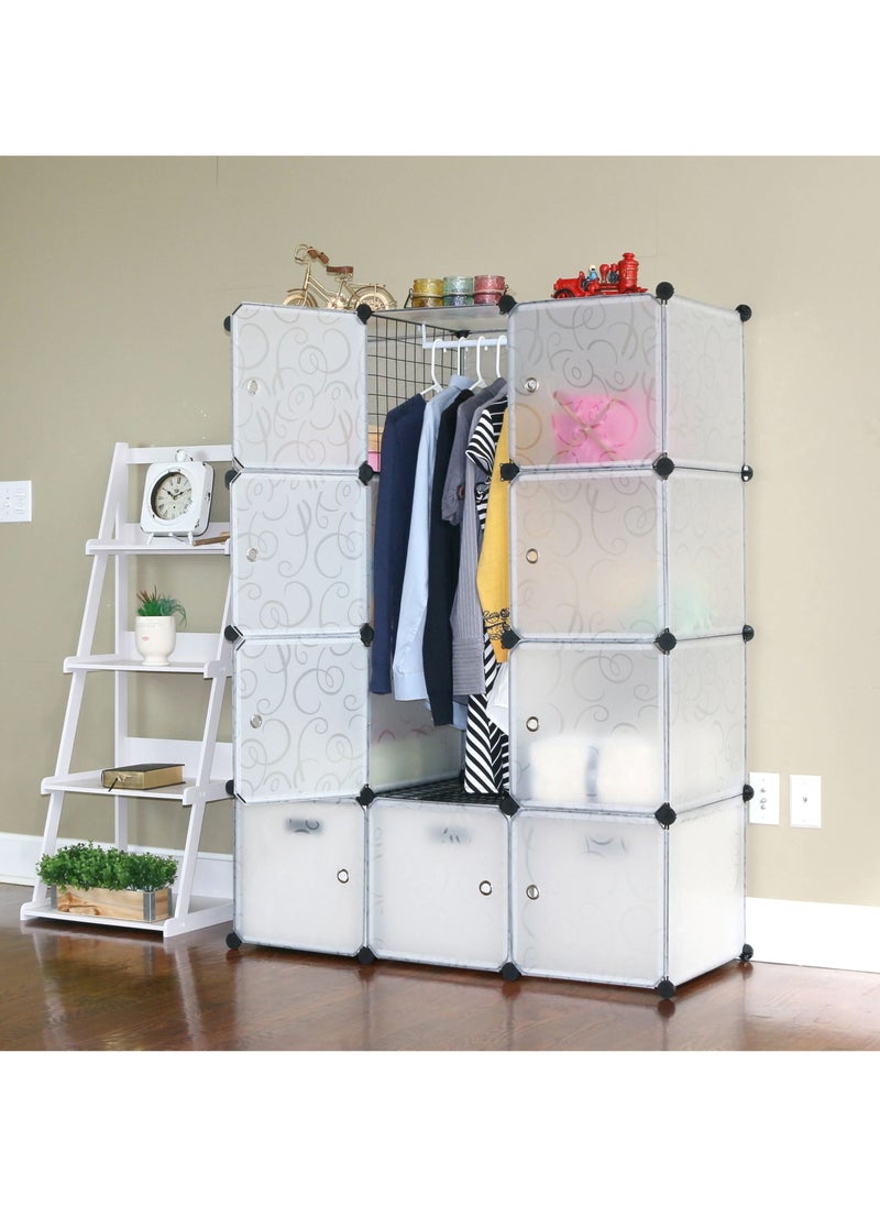 DubaiGallery - 12 Cube Plastic Shoe Storage Organizer Units, Stackable Shoe Organizing Rack, Closed Shoe Organizer Boxes Bins with Doors, Space Saving Shoe Storage Cabinet for Heels, Boots, Slippers - Image 1