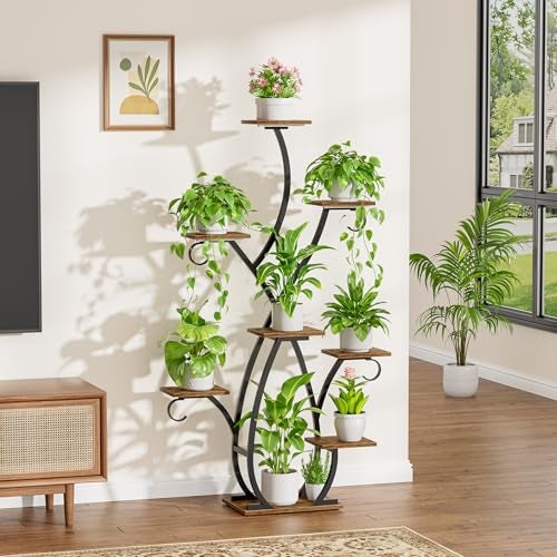 EVAWOO Plant Stand Indoor with Grow Lights - 58" Tall Plant Shelf Indoor, 8 Tiered Corner Lighted Plant Stand for Indoor Multiple Plants, Metal Flower Stands Display Rack for House, Patio, Black - Image 4