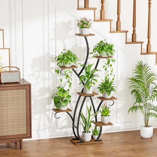 EVAWOO Plant Stand Indoor with Grow Lights - 58" Tall Plant Shelf Indoor, 8 Tiered Corner Lighted Plant Stand for Indoor Multiple Plants, Metal Flower Stands Display Rack for House, Patio, Black - Image 2