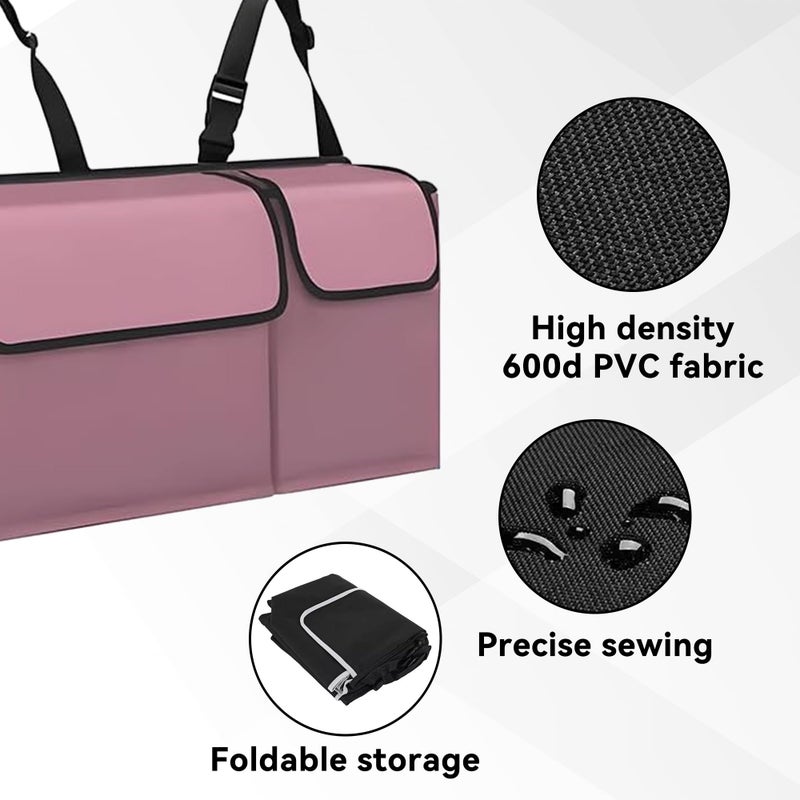 Tioollev Car Trunk Organizer, Backseat Hanging Large Storage with Adjustable Straps,Waterproof PVC Collapsible Cargo Bag, Car Interior Accessories for Auto SUV MPV (Pink) - Image 4