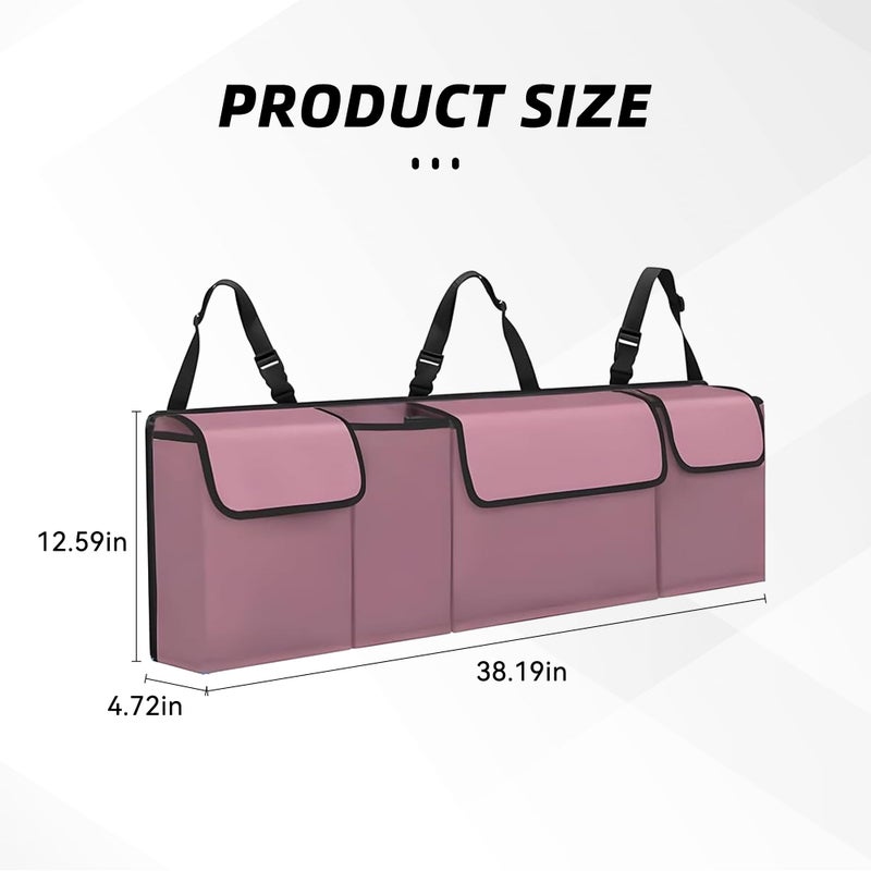 Tioollev Car Trunk Organizer, Backseat Hanging Large Storage with Adjustable Straps,Waterproof PVC Collapsible Cargo Bag, Car Interior Accessories for Auto SUV MPV (Pink) - Image 2