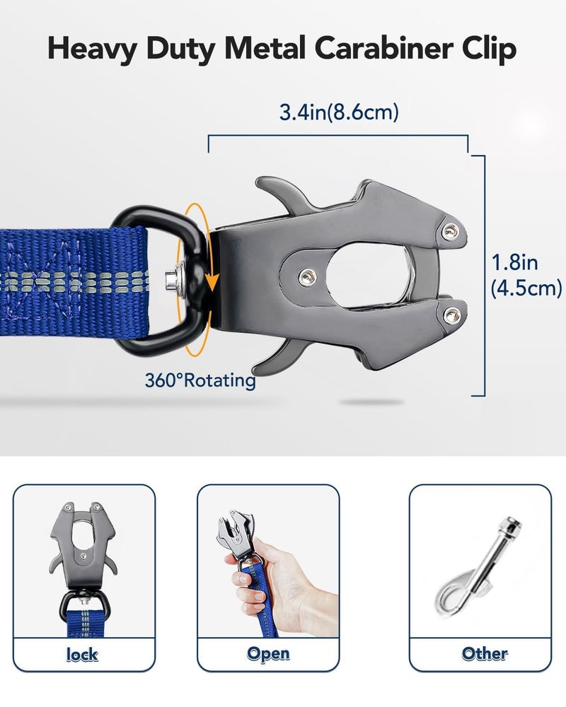 Joytale Tactical Dog Leash Heavy Duty, 4-6FT Shock Absorbing Bungee Lead with 2 Padded Handle, Metal Carabiner Clip, Car Seatbelt, Strong No Pull Leash for Medium Large X-Large Dogs, Navy Blue - Image 1