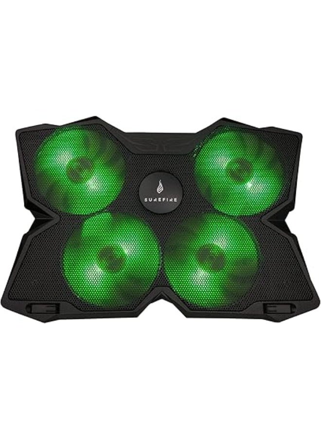 SureFire Bora Gaming Laptop Cooling Pad, Laptop Cooler 12-17 Inches, Notebook Fan Cooling Pads, Cooling Pad for Laptops up to 17 Inches, External Laptop Fan up to 1200 rpm, Max 26 dBA, Green - Image 3