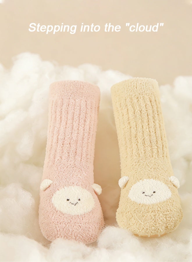 نيمو بابي جوارب أطفال 3 أزواج، بنين وبنات، مانعة للانزلاق، مصنوعة من القطن السميك الدافئ، تصل إلى الكاحل، مزودة بمشابك مانعة للانزلاق (من 1 إلى 3 سنوات). - Image 3