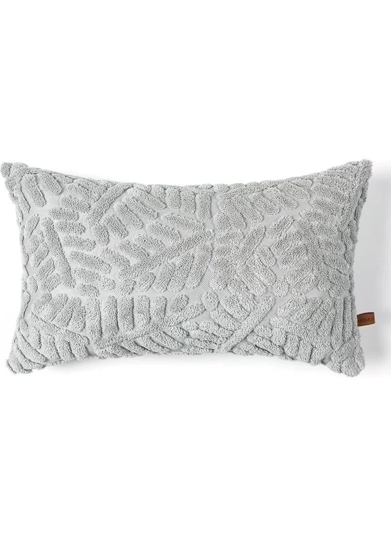 Hamur Dough Bohemian Special Design Punch Punch Pattern Rectangular Decorative Throw Pillow Cover Forest Gray