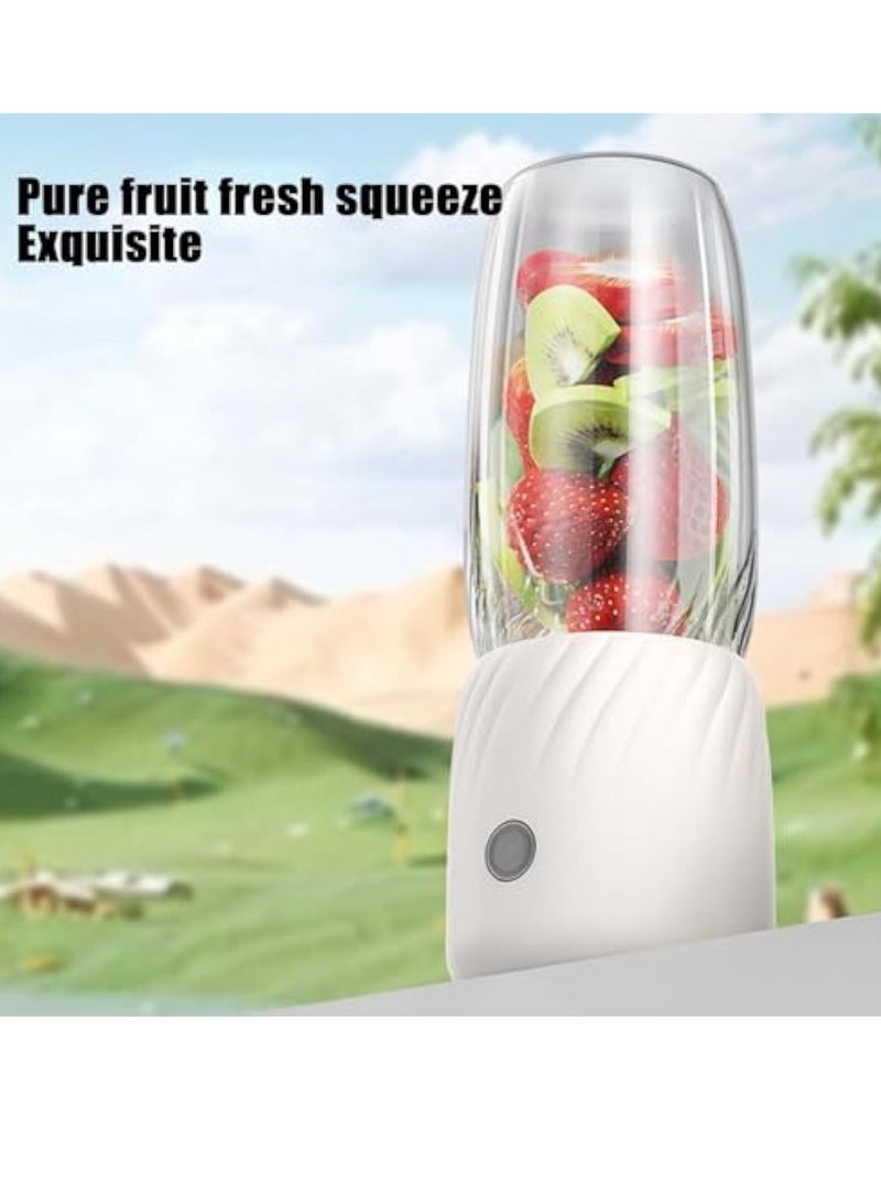 Hihonor Portable Blenders Rechargeable Mini Juicer, Handheld Mini Personals Electric Juicer for Fruit and Vegetables, USB Rechargeable Mini Juicing Cup for Outdoor Sports Travel (White)  - Image 3
