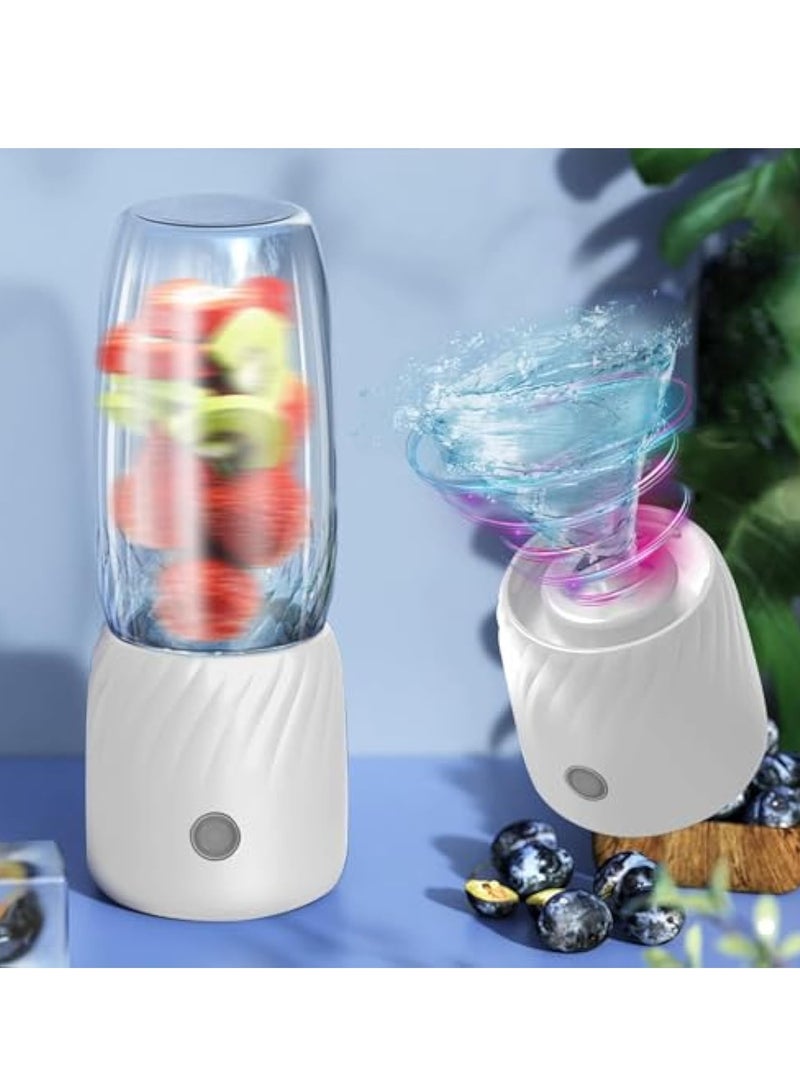 Hihonor Portable Blenders Rechargeable Mini Juicer, Handheld Mini Personals Electric Juicer for Fruit and Vegetables, USB Rechargeable Mini Juicing Cup for Outdoor Sports Travel (White)  - Image 4