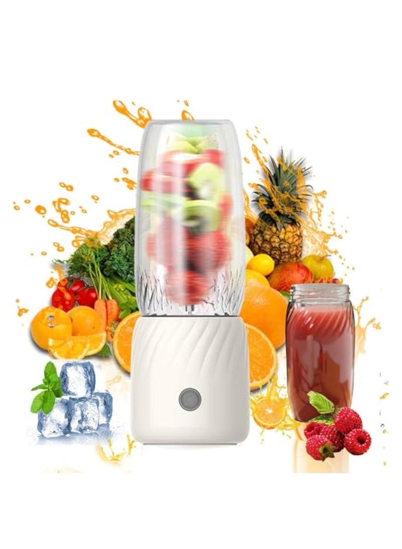 Hihonor Portable Blenders Rechargeable Mini Juicer, Handheld Mini Personals Electric Juicer for Fruit and Vegetables, USB Rechargeable Mini Juicing Cup for Outdoor Sports Travel (White)  - Image 1