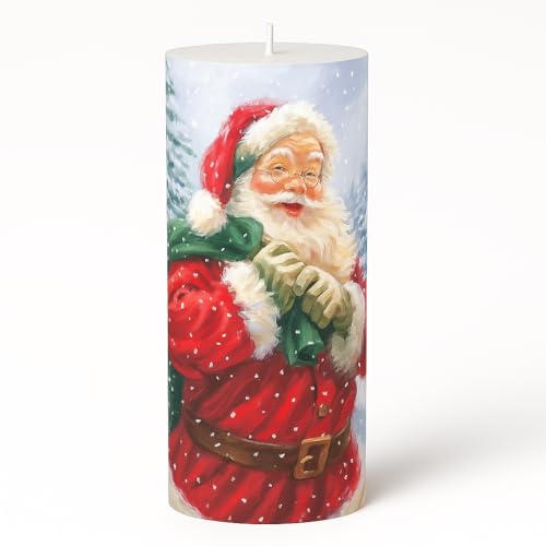 AURA DECOR AuraDecor Christmas Theme Pillar Candle | 3x6 Inch | White Candle | Xmas Candle | Santa Claus | Home Decor (Santa with Bag, Pillar) - Image 3