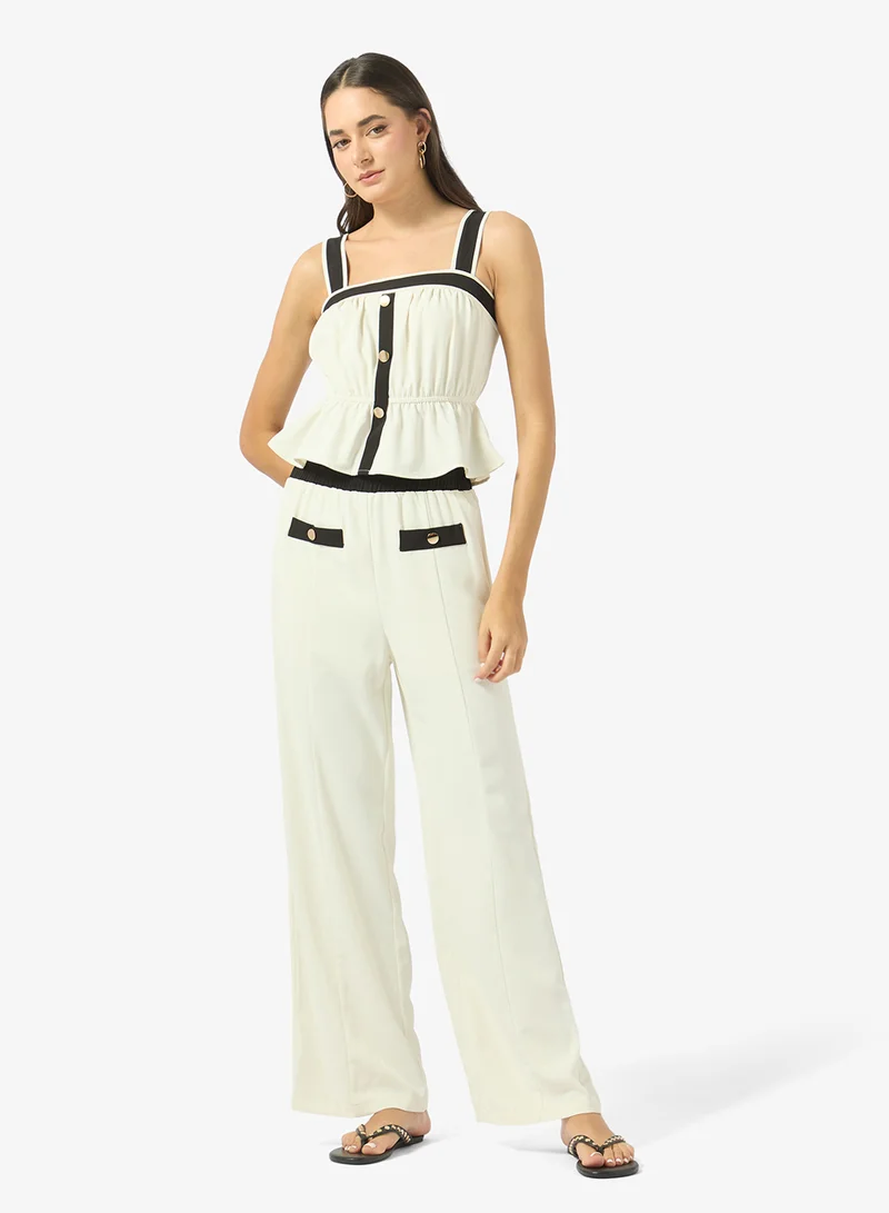 Monochrome Button Up Vest & Straight Fit Pant Coord Set