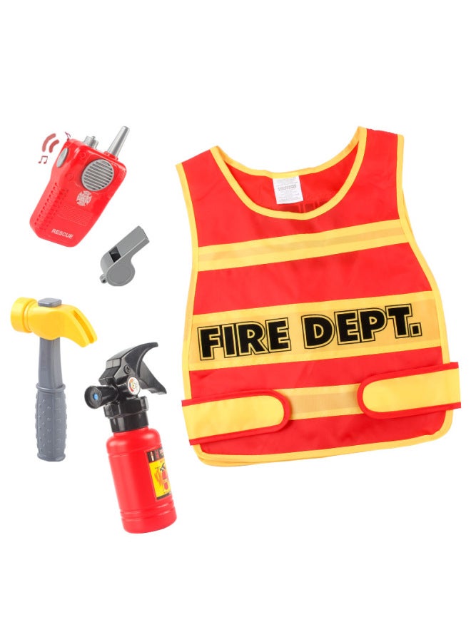 Source Role Costume Play Cosplay Kindergarten Performance Costume Fire Police Engineering Suit-Color:KN575 Clothes Clothing + Experimental Kit Set  - Image 5