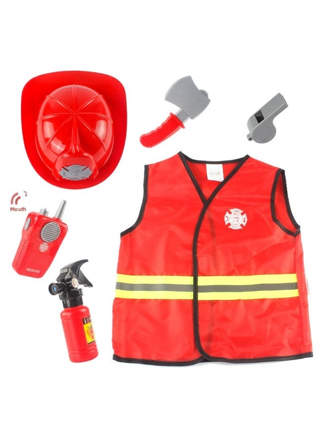 Source Role Costume Play Cosplay Kindergarten Performance Costume Fire Police Engineering Suit-Color:KN575 Clothes Clothing + Experimental Kit Set  - Image 2