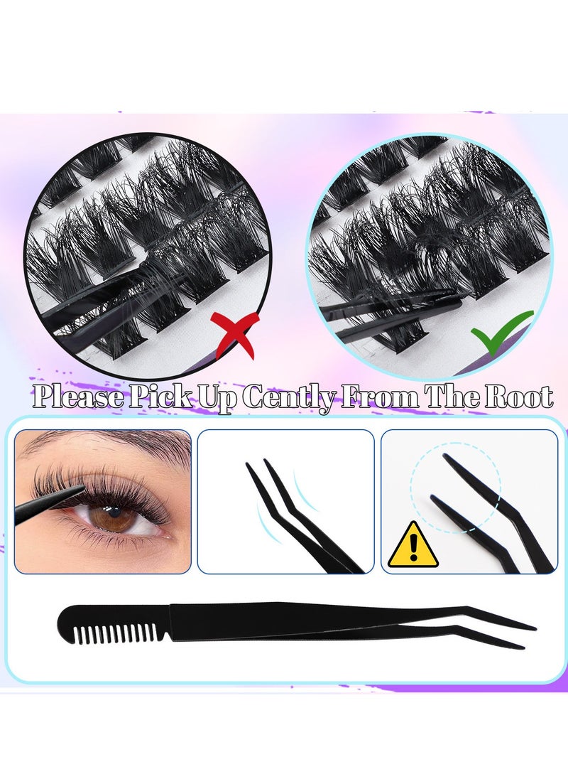 616 Clusters False Eyelashes Kit - 7 Styles of Grafted Eyelashes - Voluminous Curly Eyelash Extensions,with Tweezers and Brush
