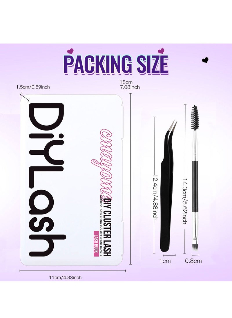 616 Clusters False Eyelashes Kit - 7 Styles of Grafted Eyelashes - Voluminous Curly Eyelash Extensions,with Tweezers and Brush