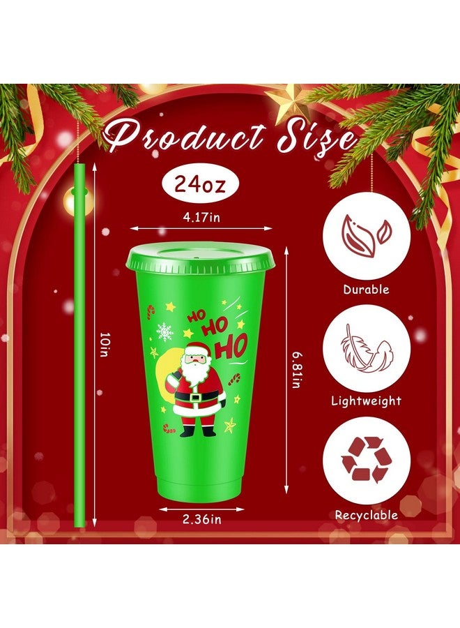 Suttmin 32 Pcs Christmas Plastic Tumbler Bulk with Lids and Straws 24 oz Reusable Christmas Party Cups Kids Christmas Plastic Drinking Cups for Christmas Party Supplies - Image 2