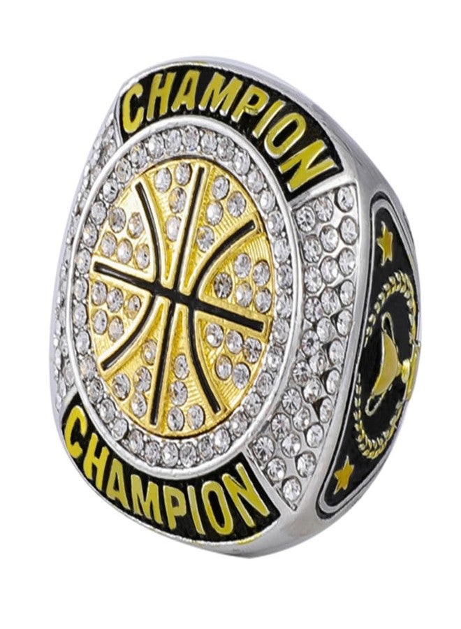 CHXIXUE Size 7 to 14 Basketball Championship Rings 12 Packs Basketball Ring Trophy Award Winner MVP Collectible Gift Champion Ring, 10, Zinc - Image 3