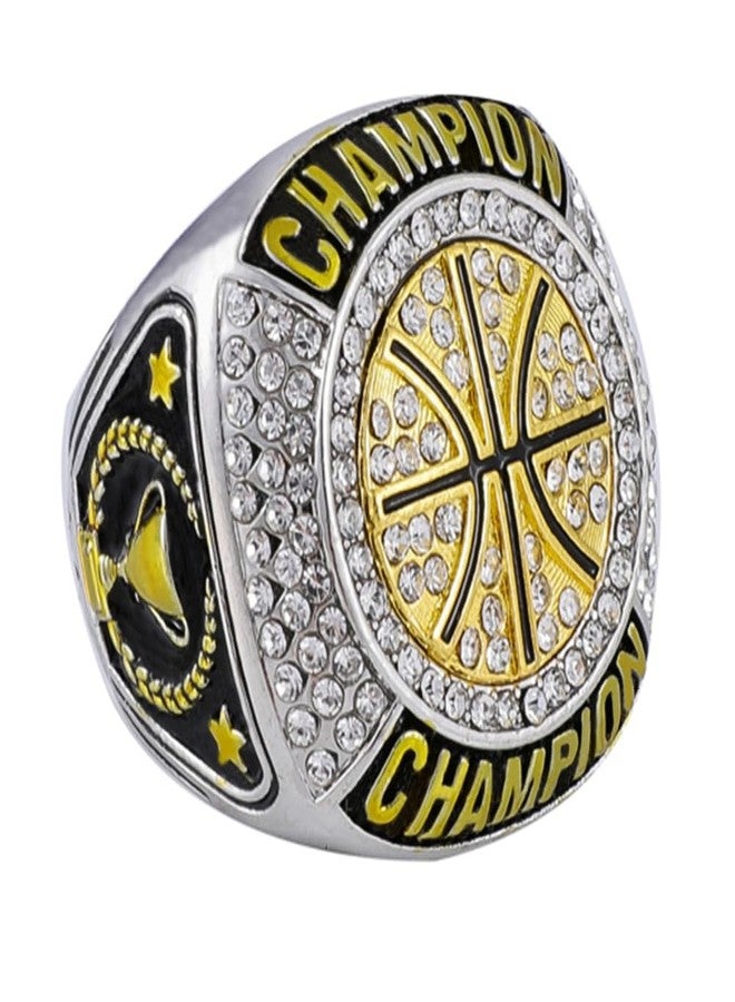 CHXIXUE Size 7 to 14 Basketball Championship Rings 12 Packs Basketball Ring Trophy Award Winner MVP Collectible Gift Champion Ring, 10, Zinc - Image 4