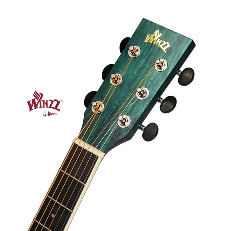 Winzz 40 Inches Acoustic Steel-string Guitar Beginner, Elegant Unique Color Design (Blue-green) - Image 2