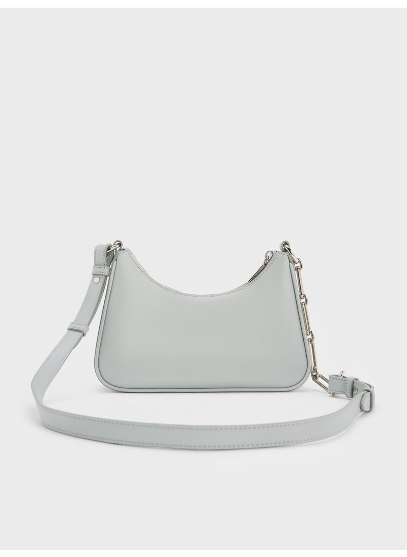 Charles & Keith CHARLES & KEITH Lane Chain-Link Shoulder Bag & Crossbody Bag for Women - Sea Salt Blue  - Image 5