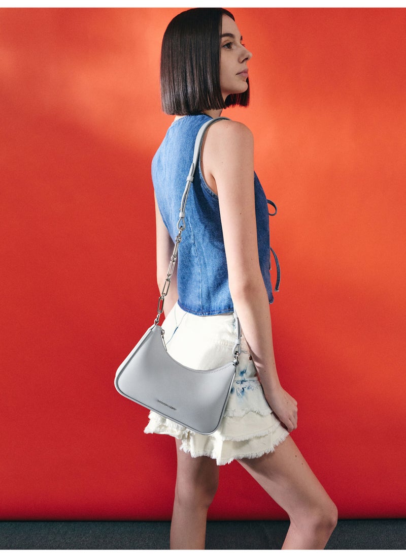 Charles & Keith CHARLES & KEITH Lane Chain-Link Shoulder Bag & Crossbody Bag for Women - Sea Salt Blue  - Image 4