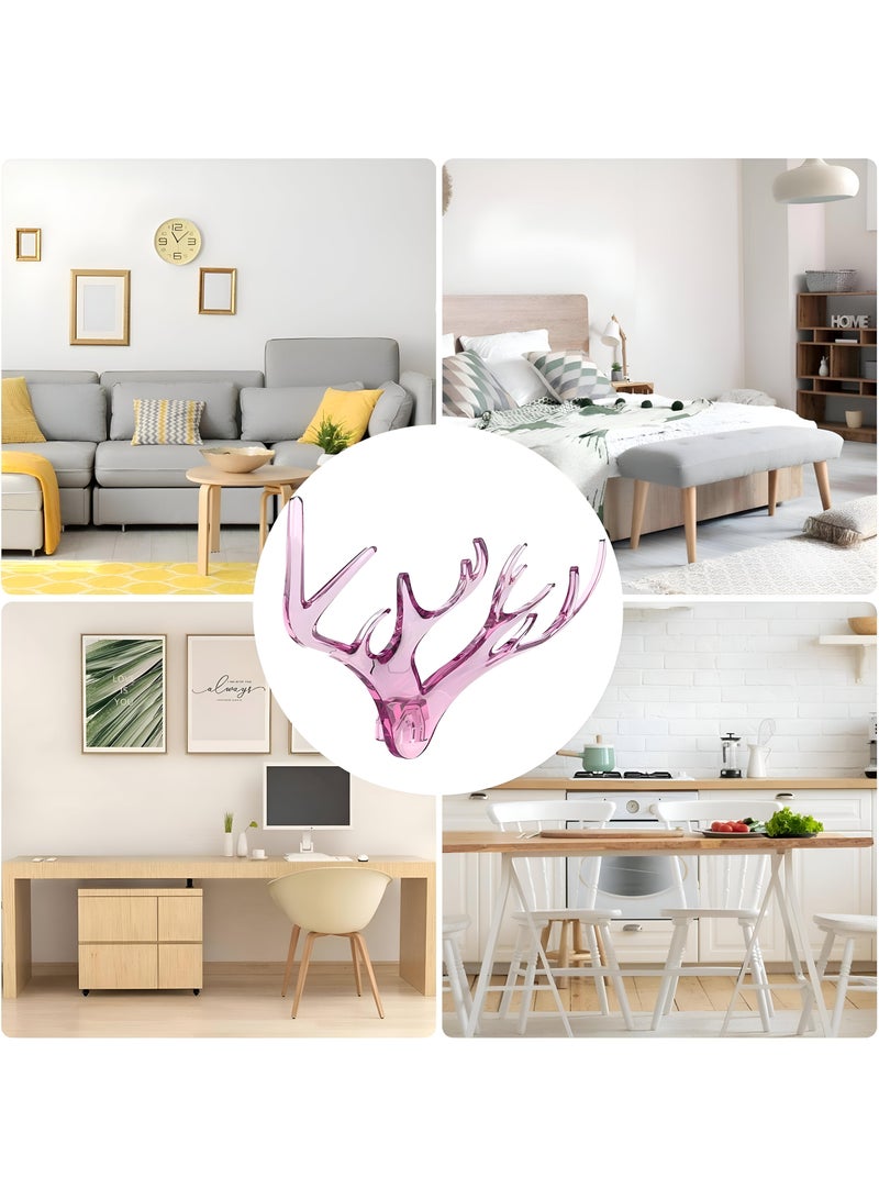 خطاف حائط مزدوج الرأس بتصميم على شكل قرون لتعليق المعاطف، حامل معاطف لاصق شفاف للحيوانات، حامل مناشف ورقية أكريليك قوي، مثالي لتزيين المنزل وتنظيم المساحة بشكل فعال  - Image 1
