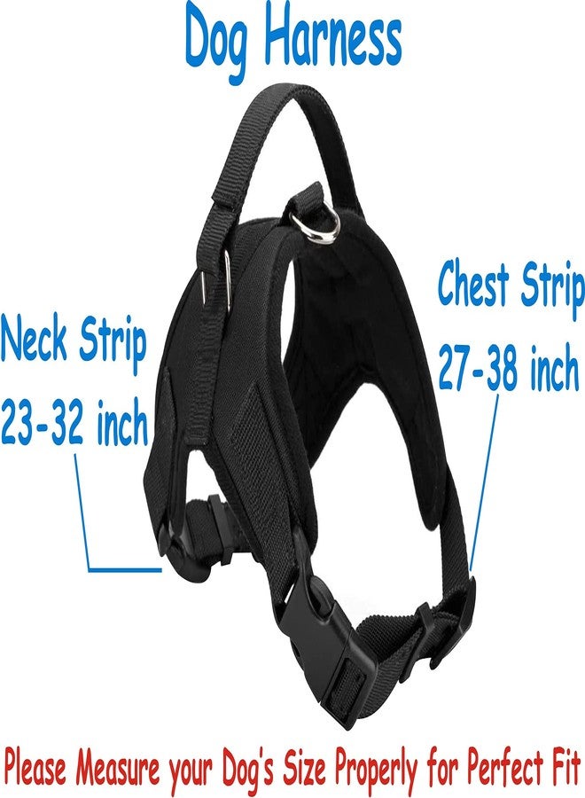 Pedigone Dog Belt Padded Dog Harness Adjustable Neck Strip & Chest Strip Dog Harness (Black, Large) - Image 2