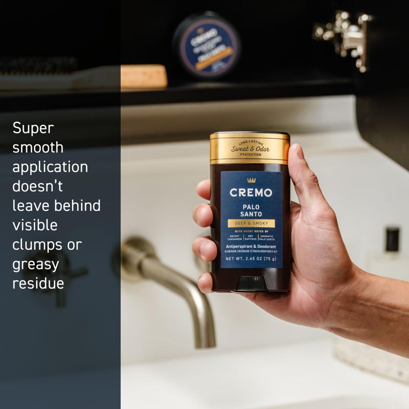 Cremo Palo Santo Antiperspirant & Deodorant for Men, 48-hour Sweat and Odor Protection, 2.65oz - Image 2