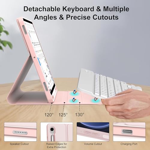 BORIYUAN Keyboard Case for Samsung Galaxy Tab S10 FE/ S9 FE 5G 10.9 Inch/Tab S9 11 Inch - Magnetic Detachable Wireless Bluetooth Keyboard, Smart Slim Folio Cover with S Pen Holder, Auto Wake/Sleep (Pink) - Image 3