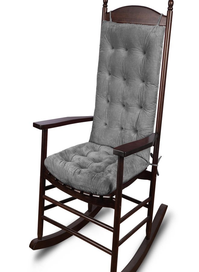 ELFJOY Rocking Chair Cushion Large Rocking Chair Pads with Ties Premium Tufted High Back and Seat Cushion 2 Piece Set Grey - Image 1