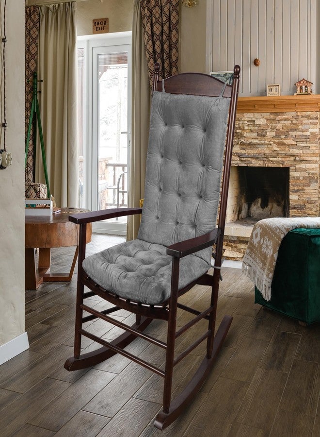 ELFJOY Rocking Chair Cushion Large Rocking Chair Pads with Ties Premium Tufted High Back and Seat Cushion 2 Piece Set Grey - Image 5