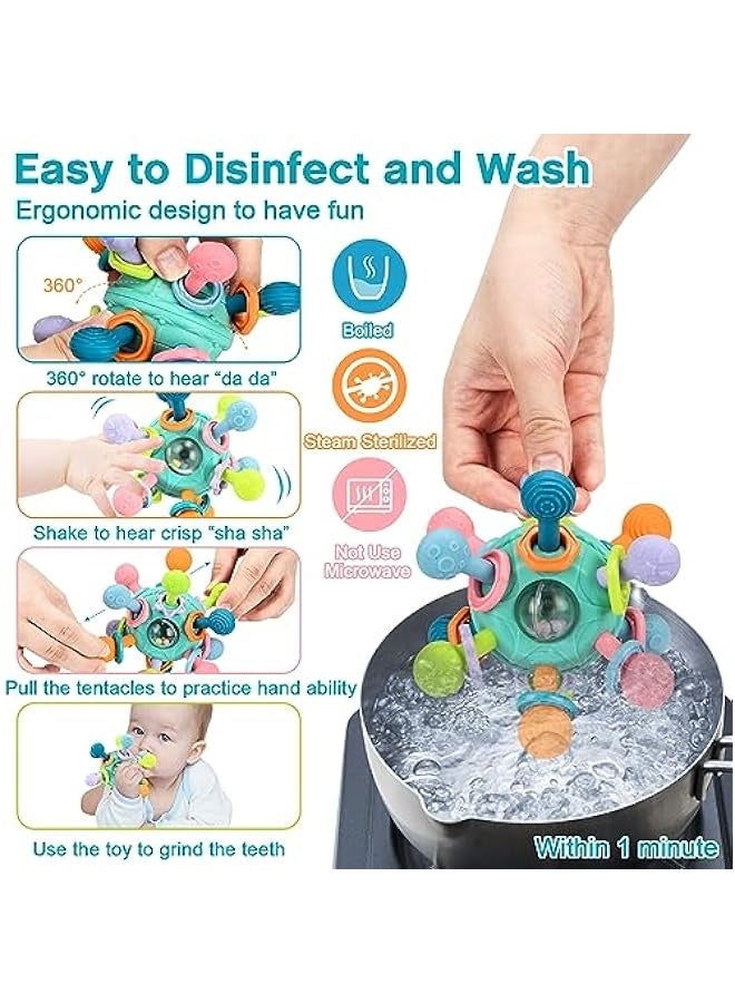 ألعاب مضغ الطفل، ألعاب حسية مونتيسوري الطفل، ألعاب تسنين للأطفال، هدايا للرضع حديثي الولادة الأولاد البنات 0-3-6-9-12-18 أشهر، لعب مضغ الرضع التعلم الهدايا لعب التنمية (الأخضر) - Image 4